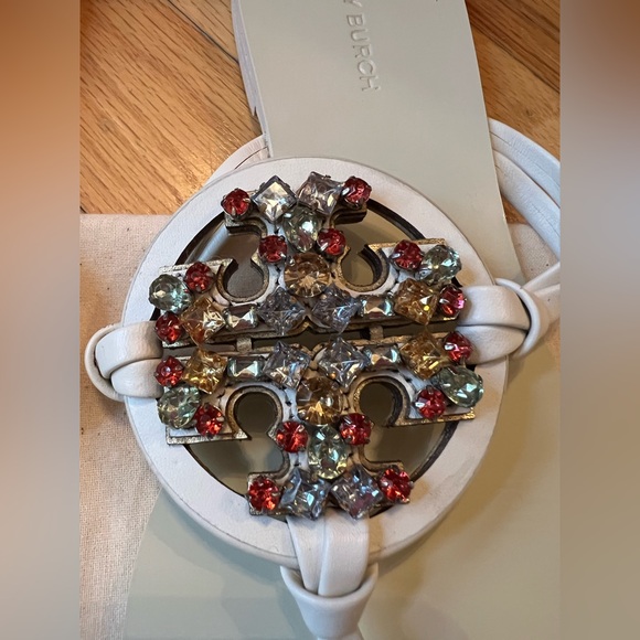 Tory Burch Crystal Embellished Square Toe Miller Sandals - Picture 4 of 11